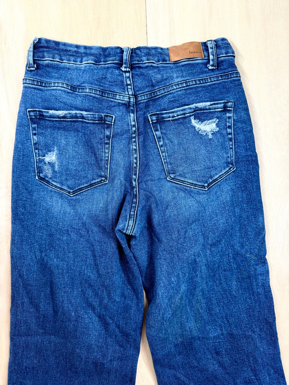 Bohme wide leg distressed blue jeans size 28 - Picture 3 of 11